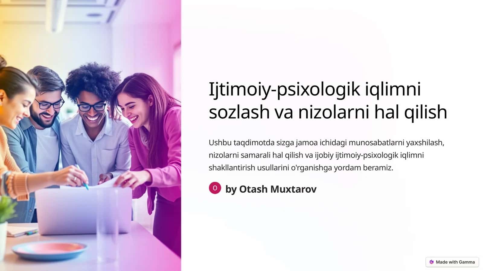 Ijtimoiy-psixologik iqlimni sozlash va nizolarni hal qilish 1