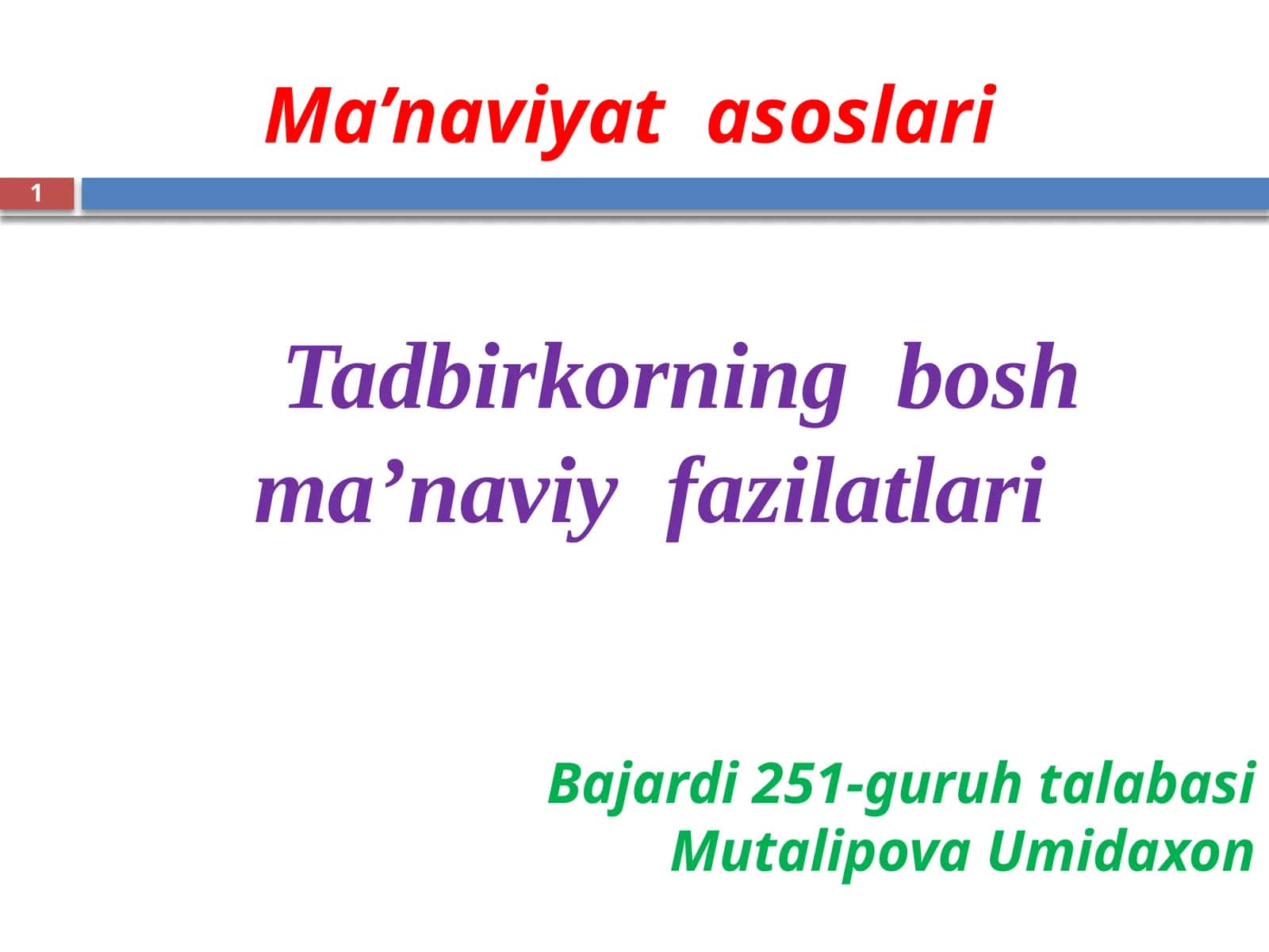 Ma’naviyatasoslari 1