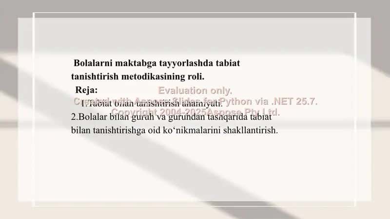 Bolalarni maktabga tayyorlashda tabiat tanishtirish metodikasi 1