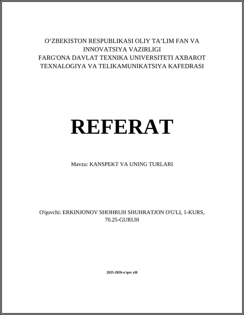 KANSPEKT VA UNING TURLARI 1