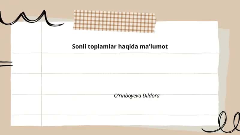 Sonli toplamlar haqida ma'lumot 1