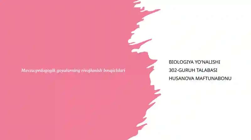 PEDAGOGIK G‘OYALARNING RIVOJLANISH BOSQICHLARI