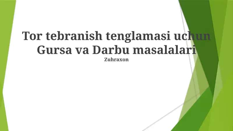 Tor tebranish tenglamasi uchun Gursa va Darbu masalalari 1