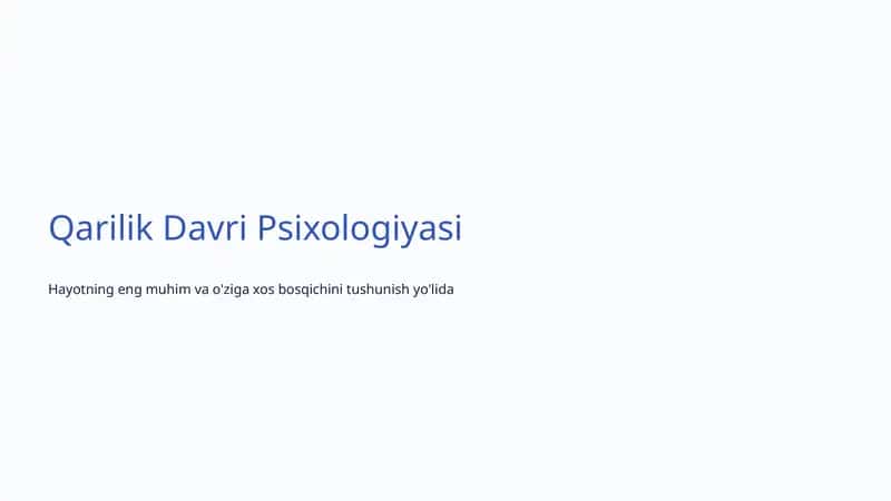 Qarilik Davri Psixologiyasi 1