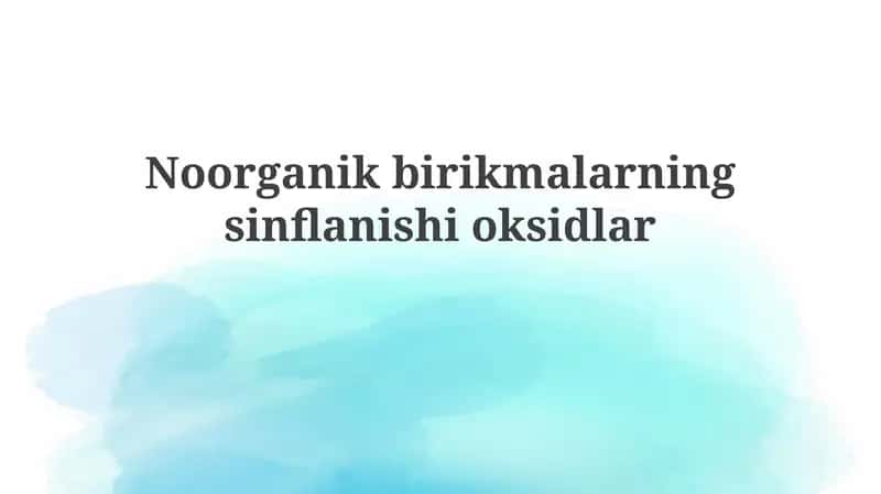 Oksidlar ta'rifi va nomenklatura 1