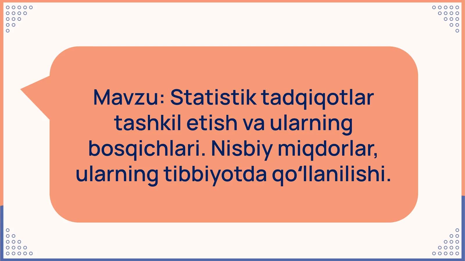 Statistik tadqiqotlar tashkil etish va ularning bosqichlari 1