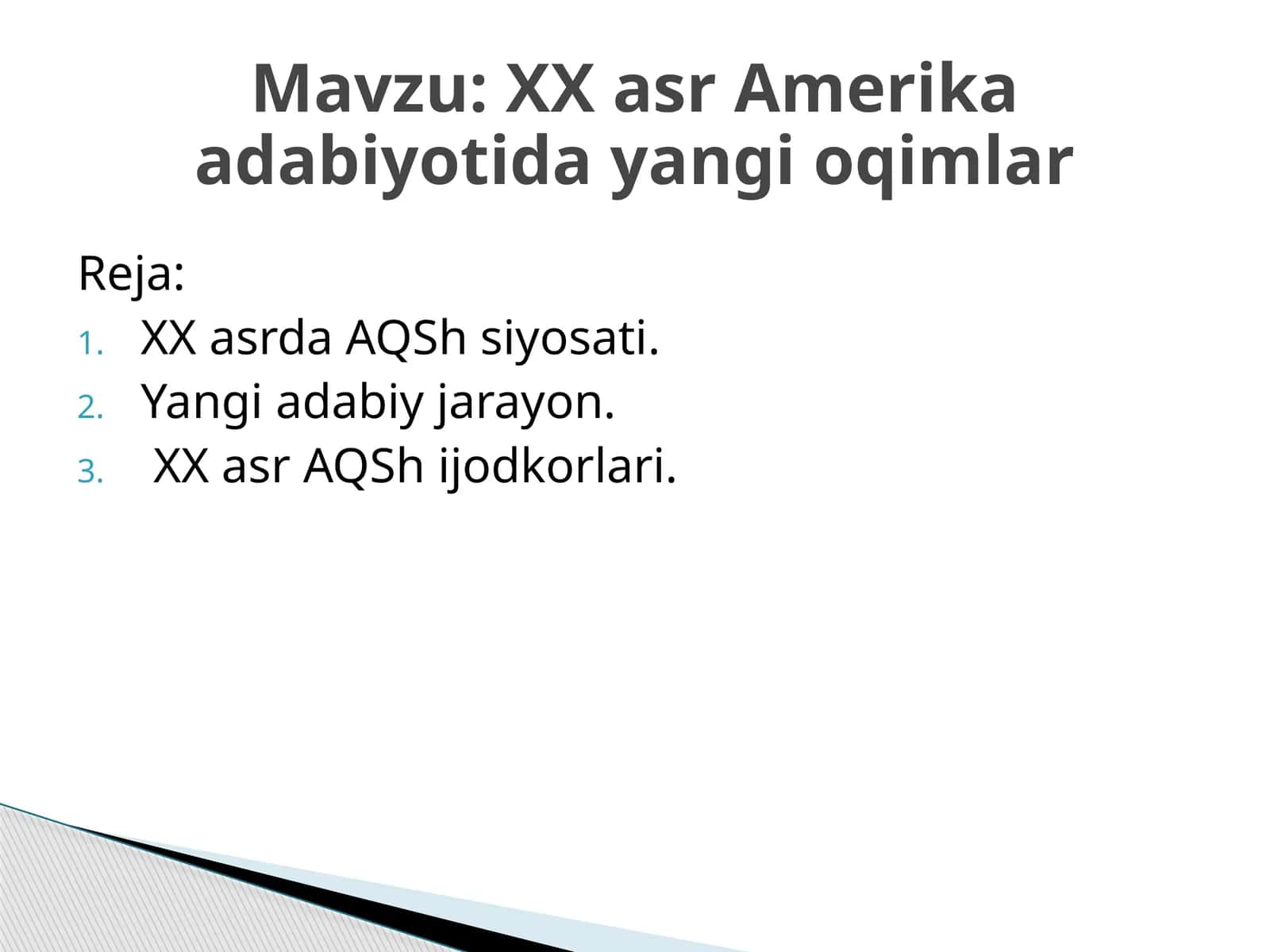 XXasr Amerika adabiyotida yangi oqimlar 1