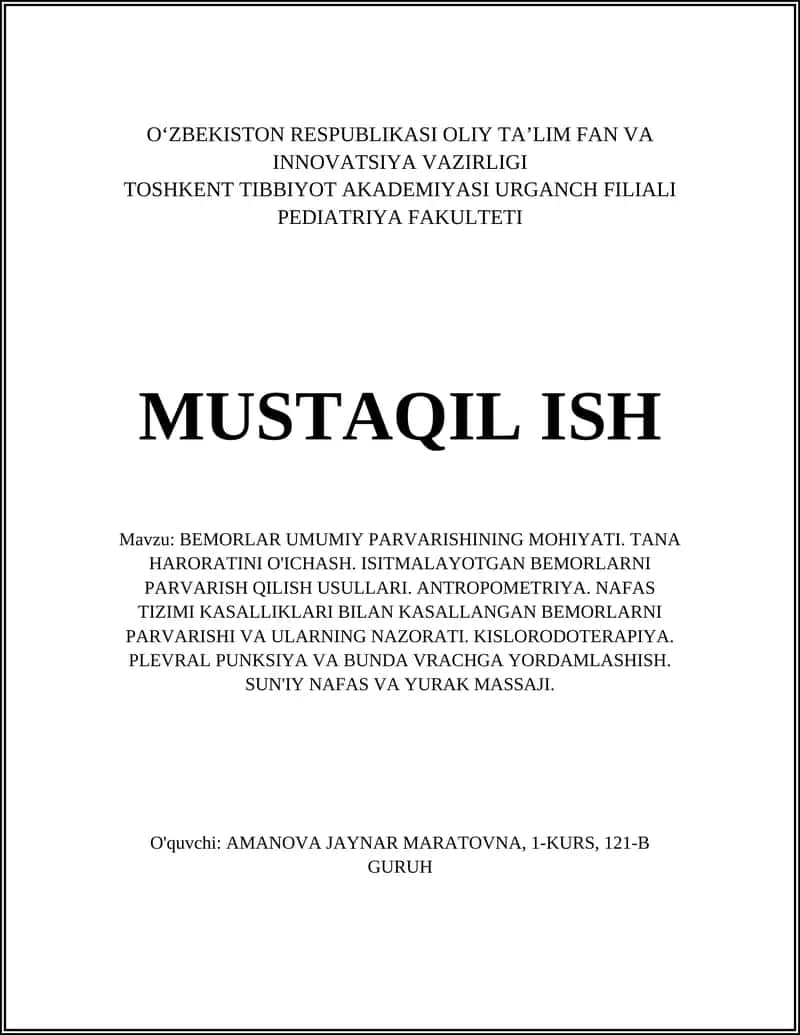 Bemorlarga Umumiy Parvarish Prinsiplari 1