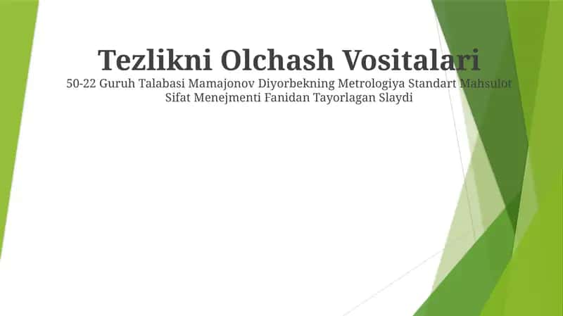 Tezlikni Olchash Vositalari 1