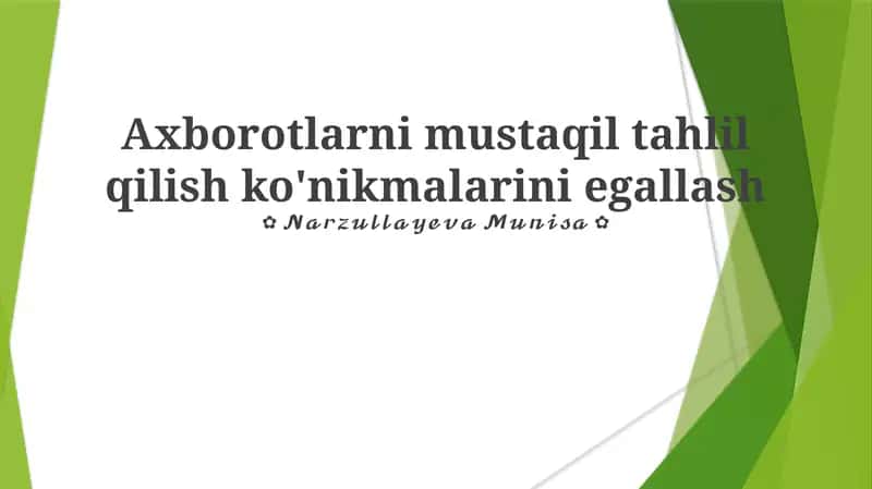 Mustaqil Tahlil Ko'nikmalarini Egallash 1