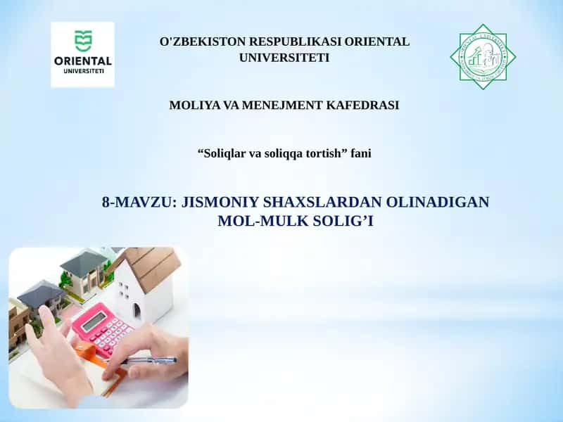 JISMONIY SHAXSLARDAN OLINADIGAN MOL-MULK SOLIG'I 1