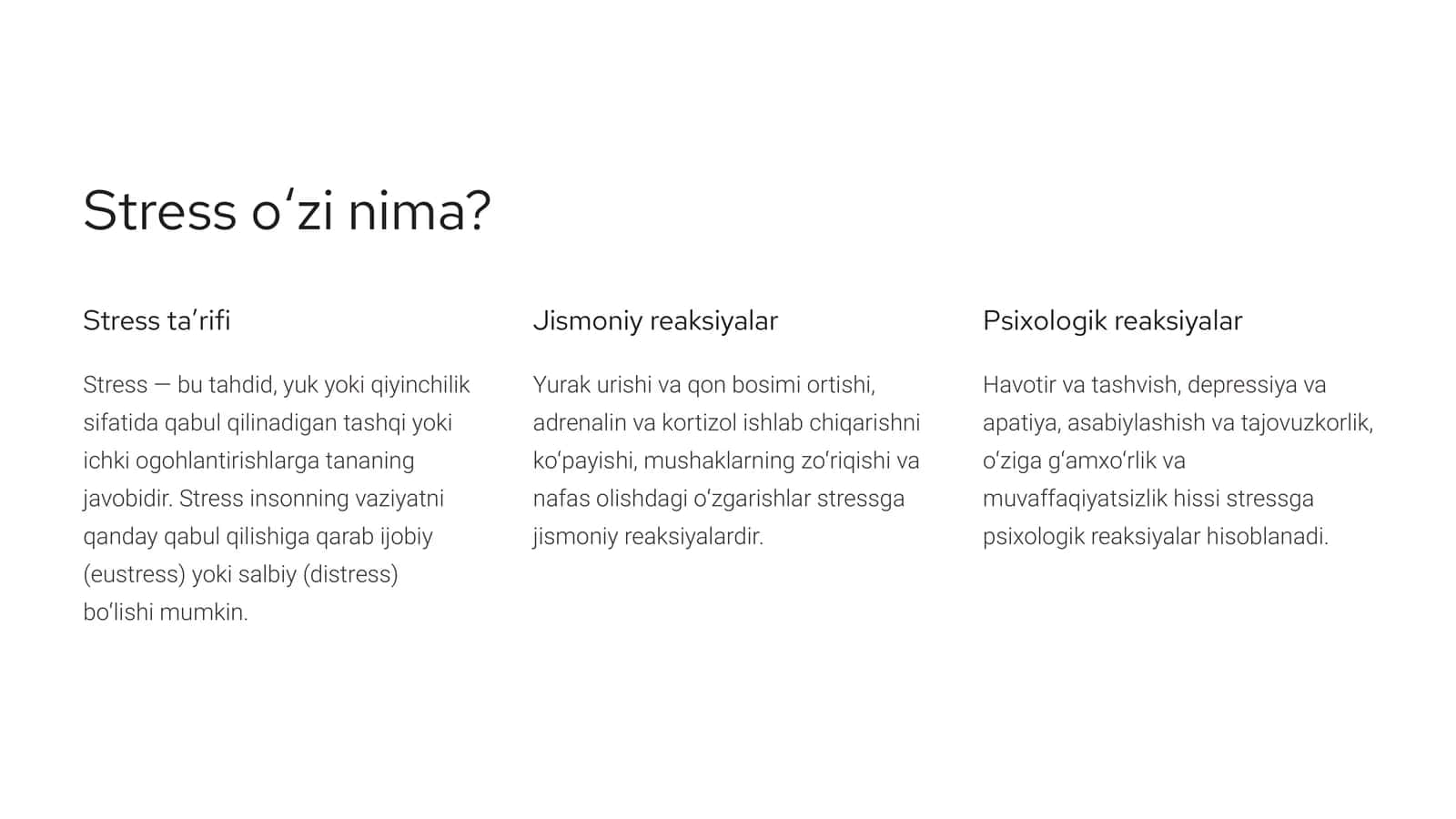 Stress oʻzi nima? 1