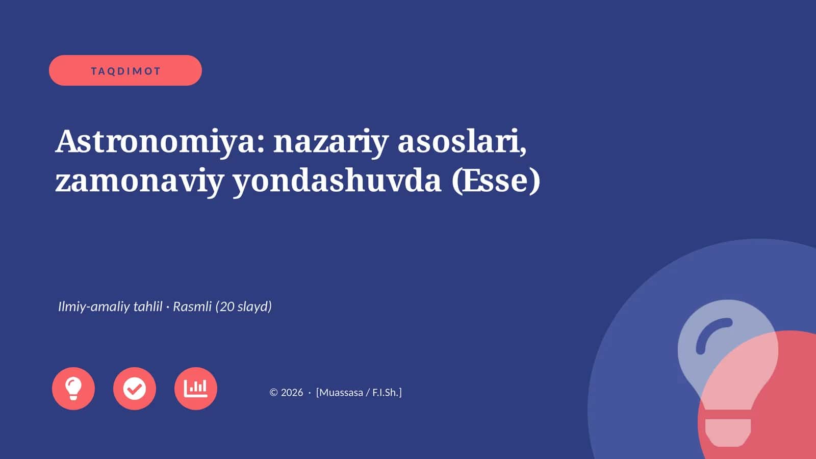 Astronomiya: nazariy asoslari, zamonaviy yondashuvda (Esse) 1