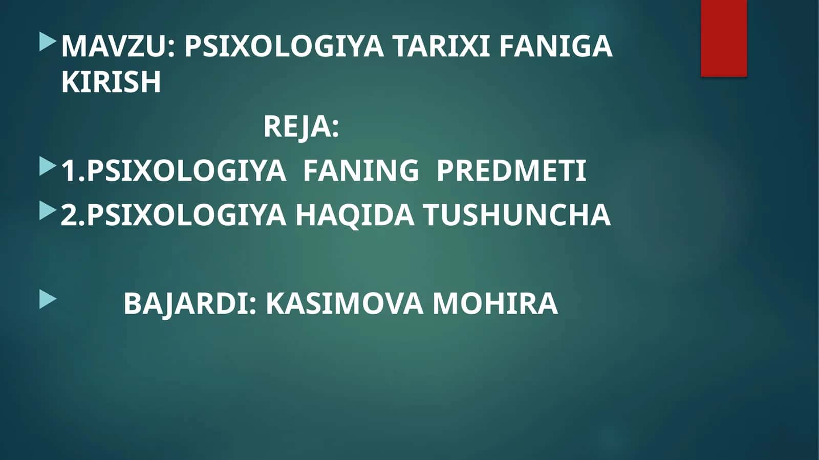 PSIXOLOGIYA TARIXI FANIGA KIRISH 1
