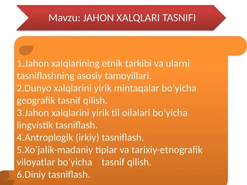 JAHON XALQLARI TASNIFI 1