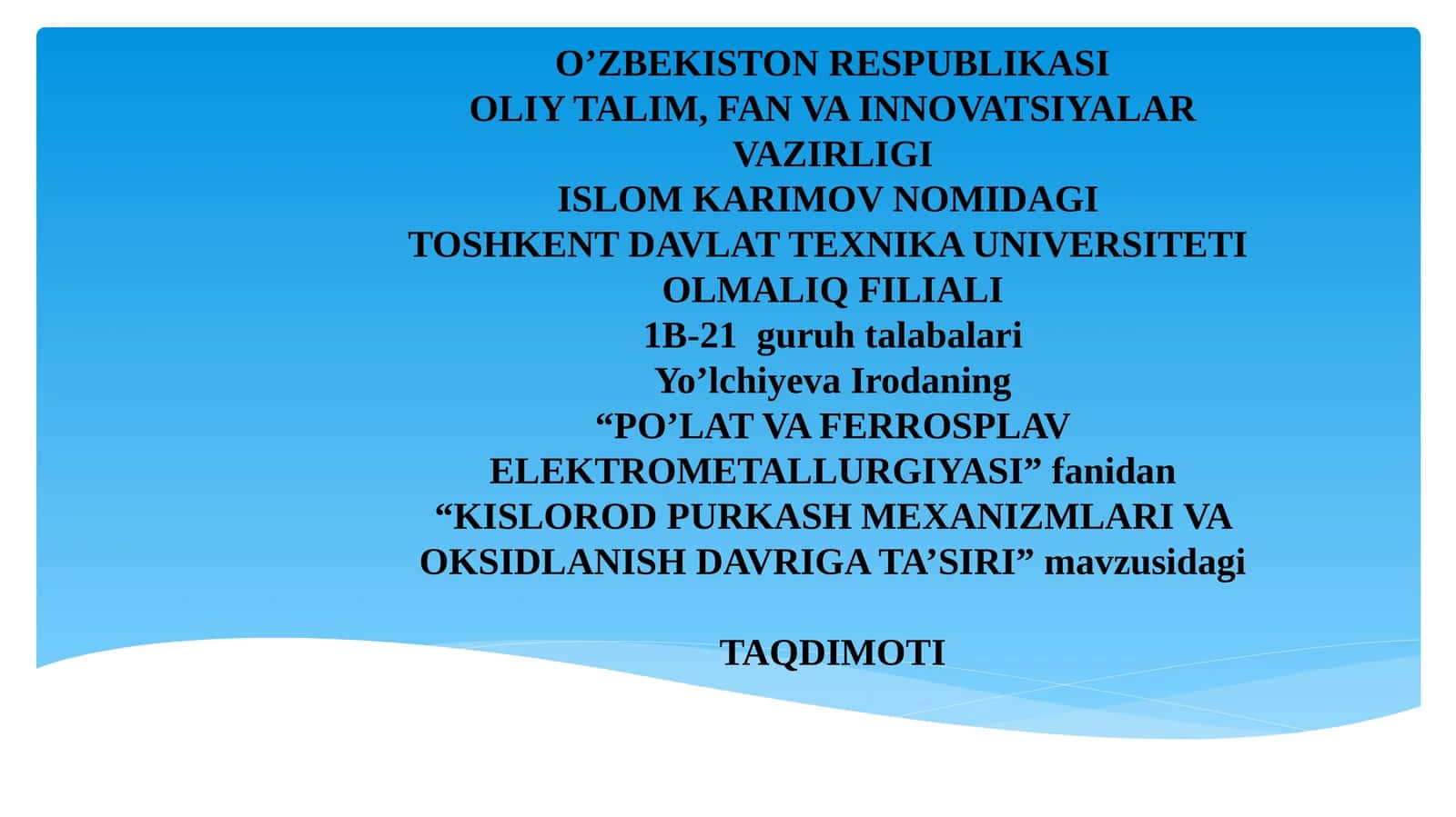 KISLOROD PURKASH MEXANIZMLARI VA OKSIDLANISH DAVRIGA TA’SIRI 1