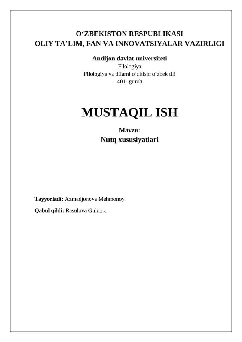 Nutq xususiyatlari 1