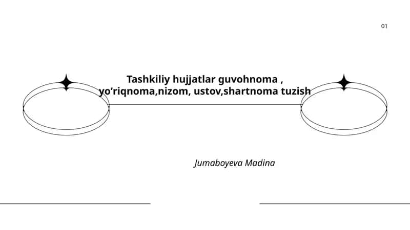 Tashkiliy hujjatlar guvohnoma, yoʻriqnoma,nizom, ustov,shartnoma tuzish 1
