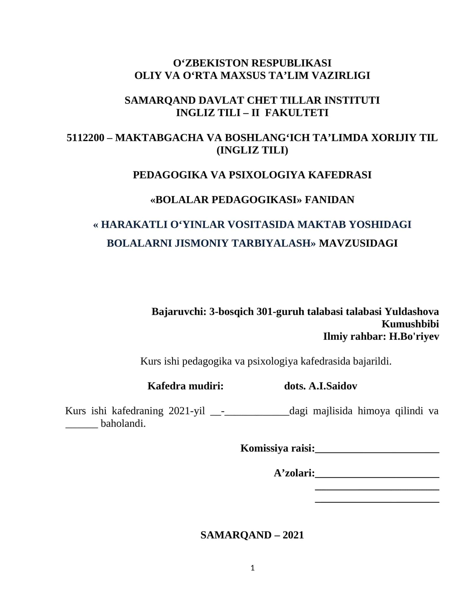HARAKATLI O'YINLAR VOSITASIDA MAKTAB YOSHIDAGI BOLALARNI JISMONIY TARBIYALASH 1