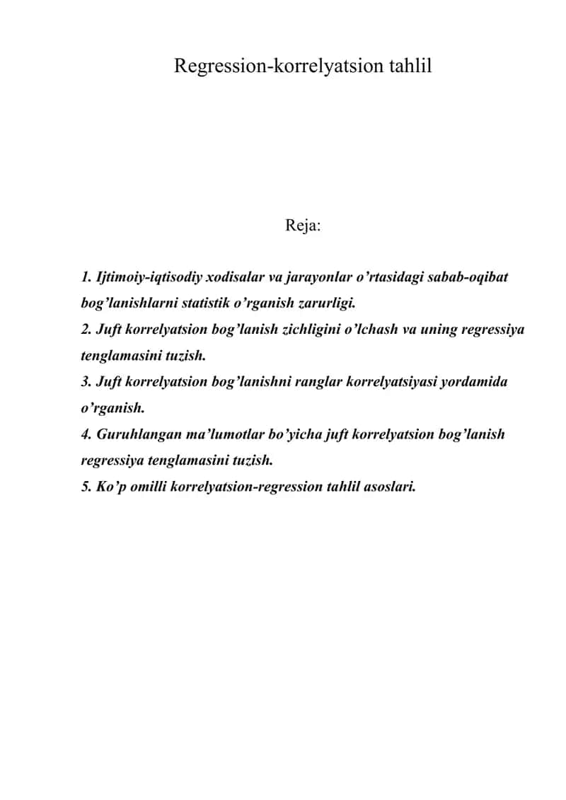 Regression-korrelyatsion tahlil 1