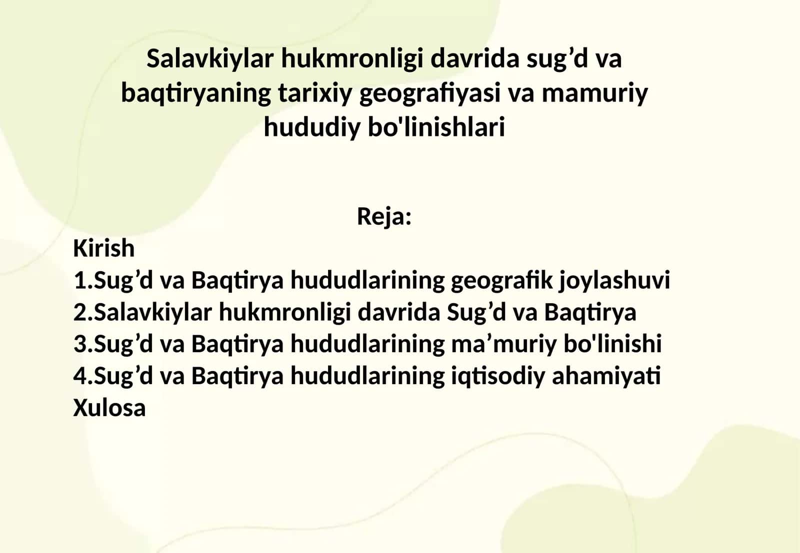 Salavkiylar hukmronligi davrida Sug’d va Baqtiryaning tarixiy geografiyasi va mamuriy hududiy bo'linishlari 1