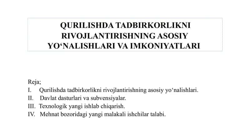 QURILISHNING MILLIY IQTISODIYOTINI  TUTGAN O’RNI 1