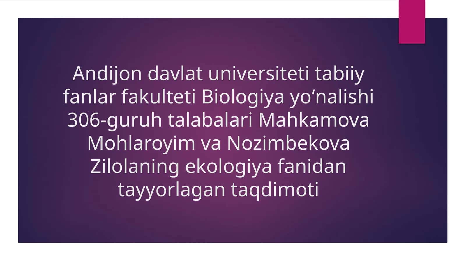 Yashash muhitlari. Suv hayotiy muhitining ekologiyasi va organizmlardagi biologik maromlar 1