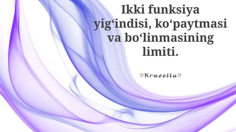 Funksiyalar Yig'indilarining Limitlari 1