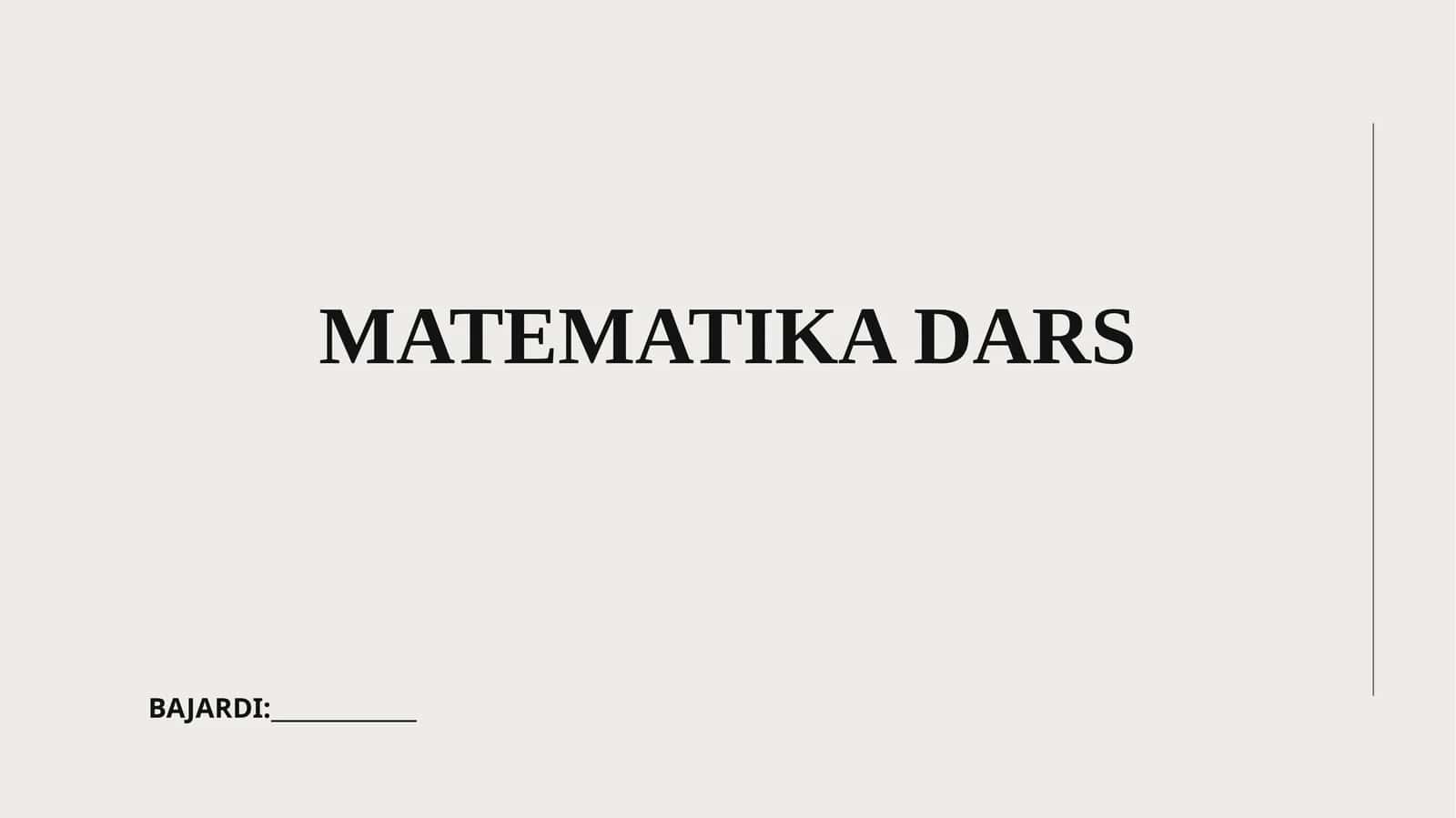 MATEMATIKA DARS 1