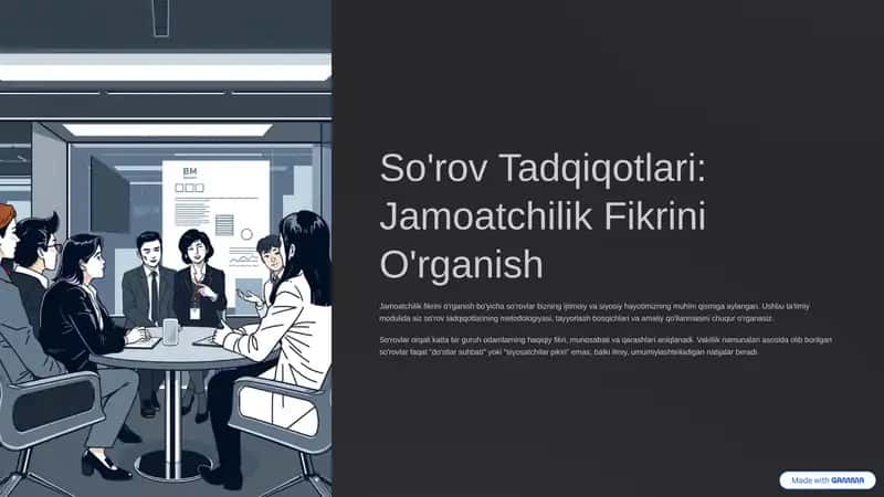 So'rov Tadqiqotlari: Jamoatchilik Fikrini O'rganish 1