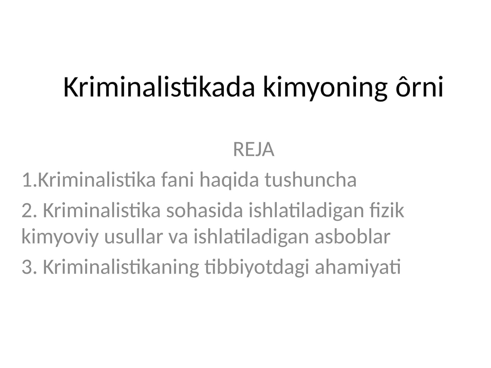 Kriminalistikada kimyoning ôrni 1