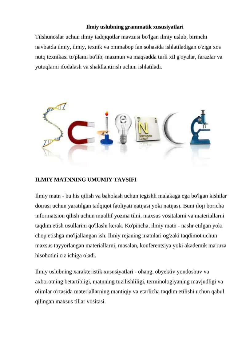 Ilmiy uslubning grammatik xususiyatlari 1