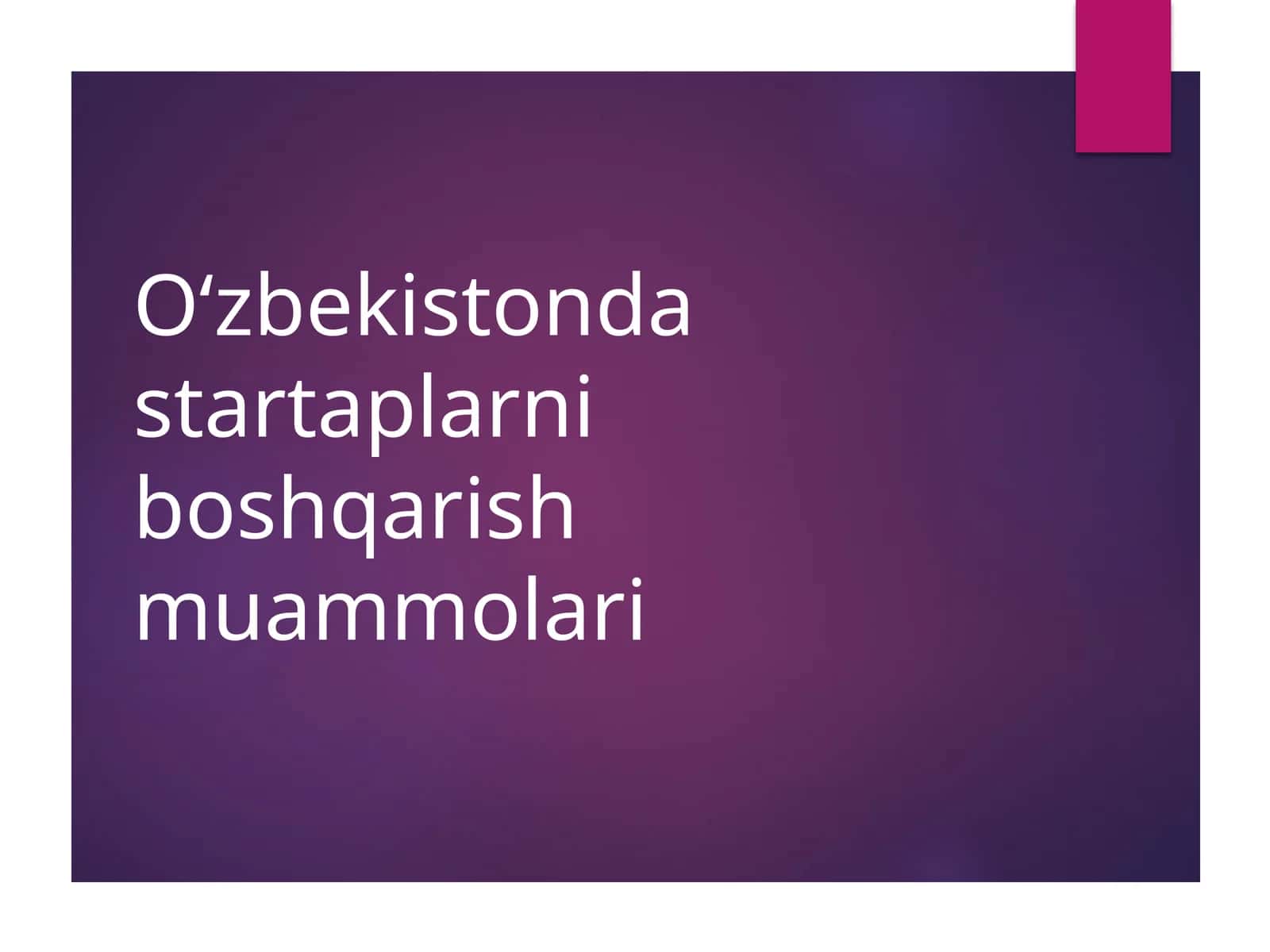O‘zbekistonda startaplarni boshqarish muammolari 1