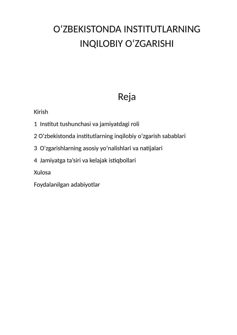 O‘ZBEKISTONDA INSTITUTLARNING INQILOBIY O‘ZGARISHI 1