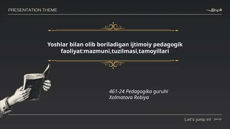 Yoshlar bilan olib boriladigan ijtimoiy pedagogik faoliyat 1
