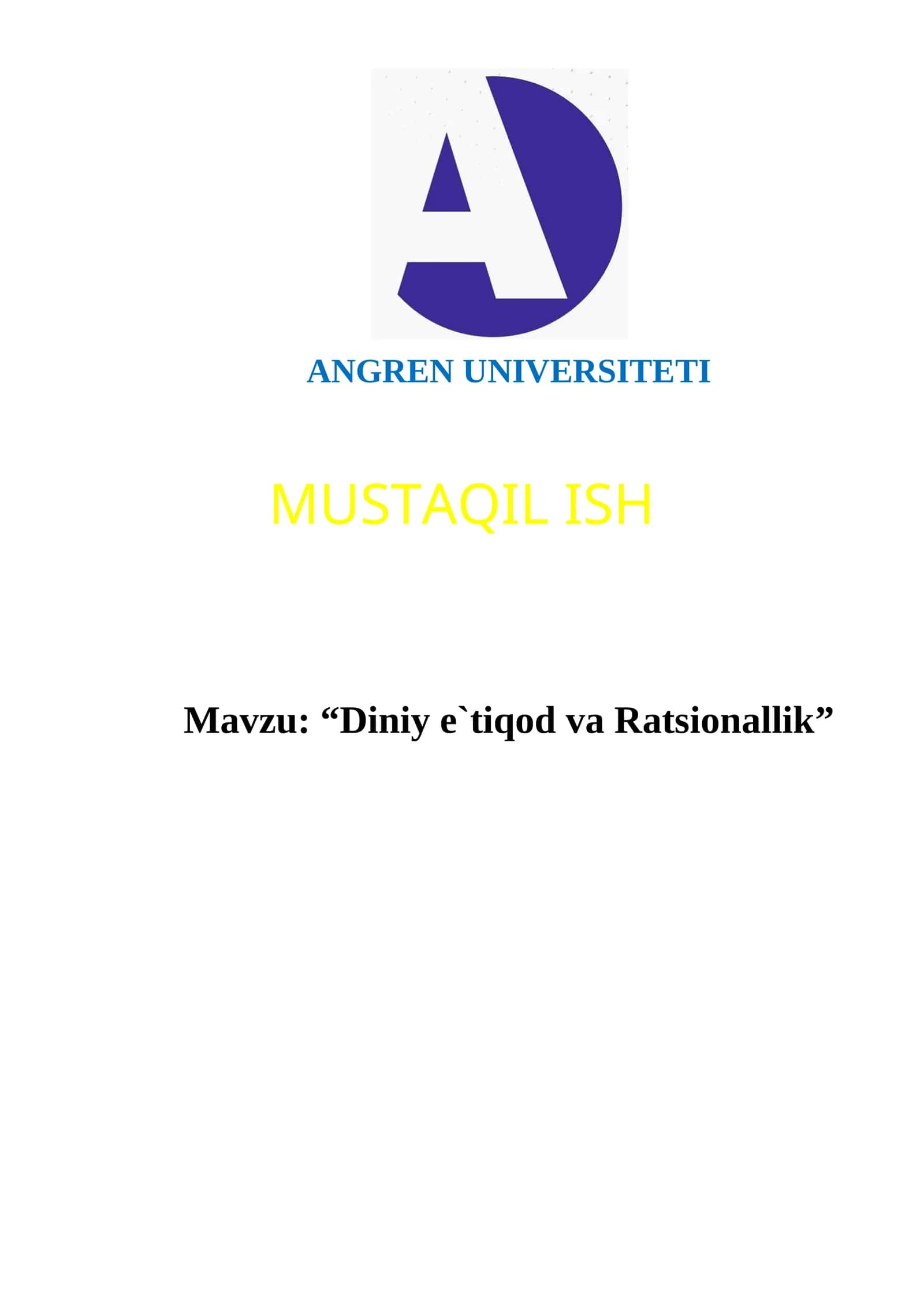 Diniy e`tiqod va Ratsionallik 1