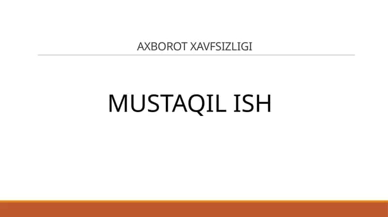 Axborot Xavfsizligi 1