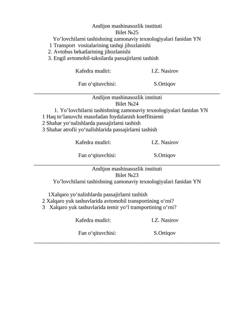 Andijon mashinasozlik instituti - Bilet №25 1