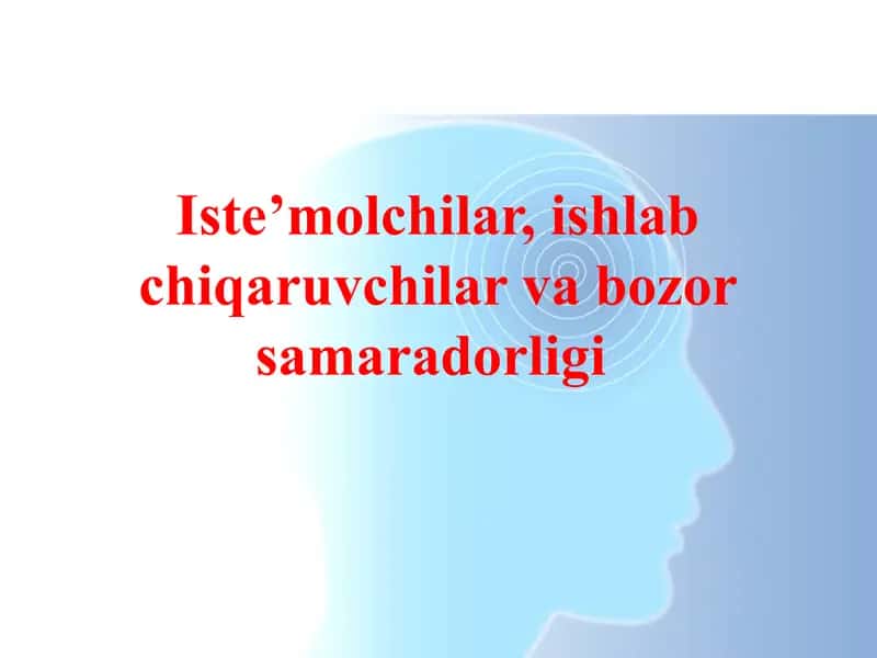 Iste’molchilar, ishlab chiqaruvchilar va bozor samaradorligi 1