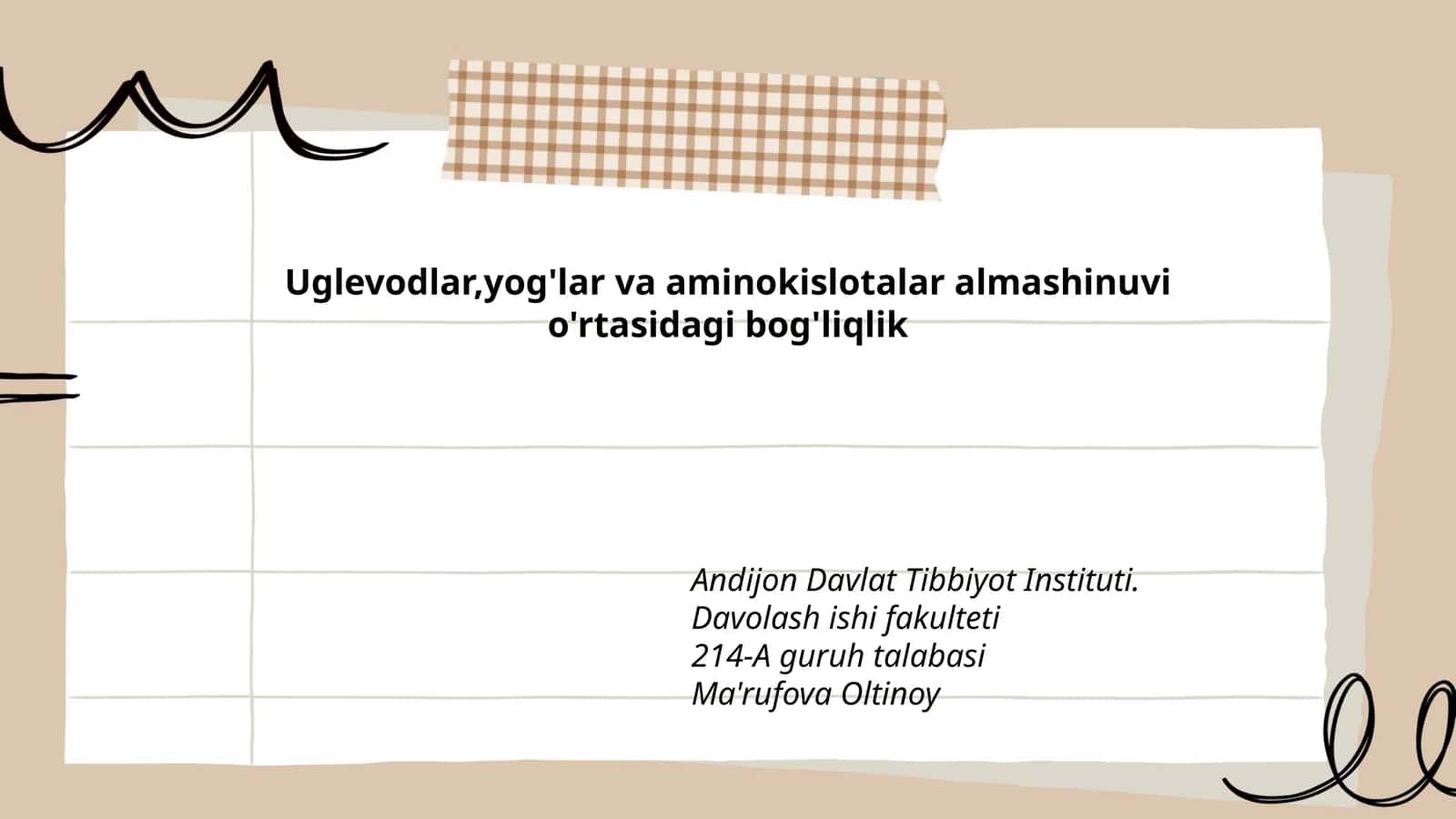 Uglevodlar,yog'lar va aminokislotalar almashinuvi o'rtasidagi bog'liqlik 1