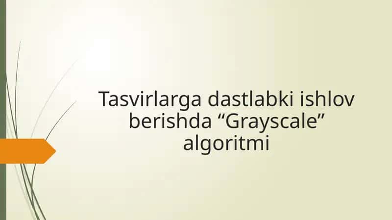 Tasvirlarga dastlabki ishlov berishda “Grayscale” algoritmi 1