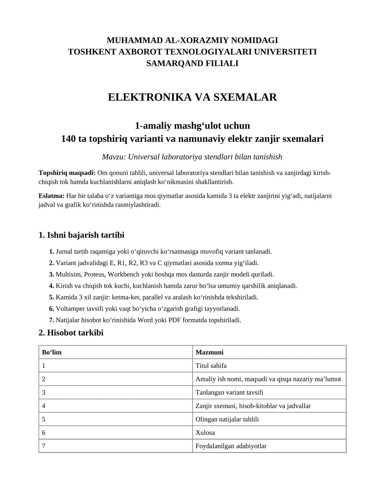 ELEKTRONIKA VA SXEMALAR 1