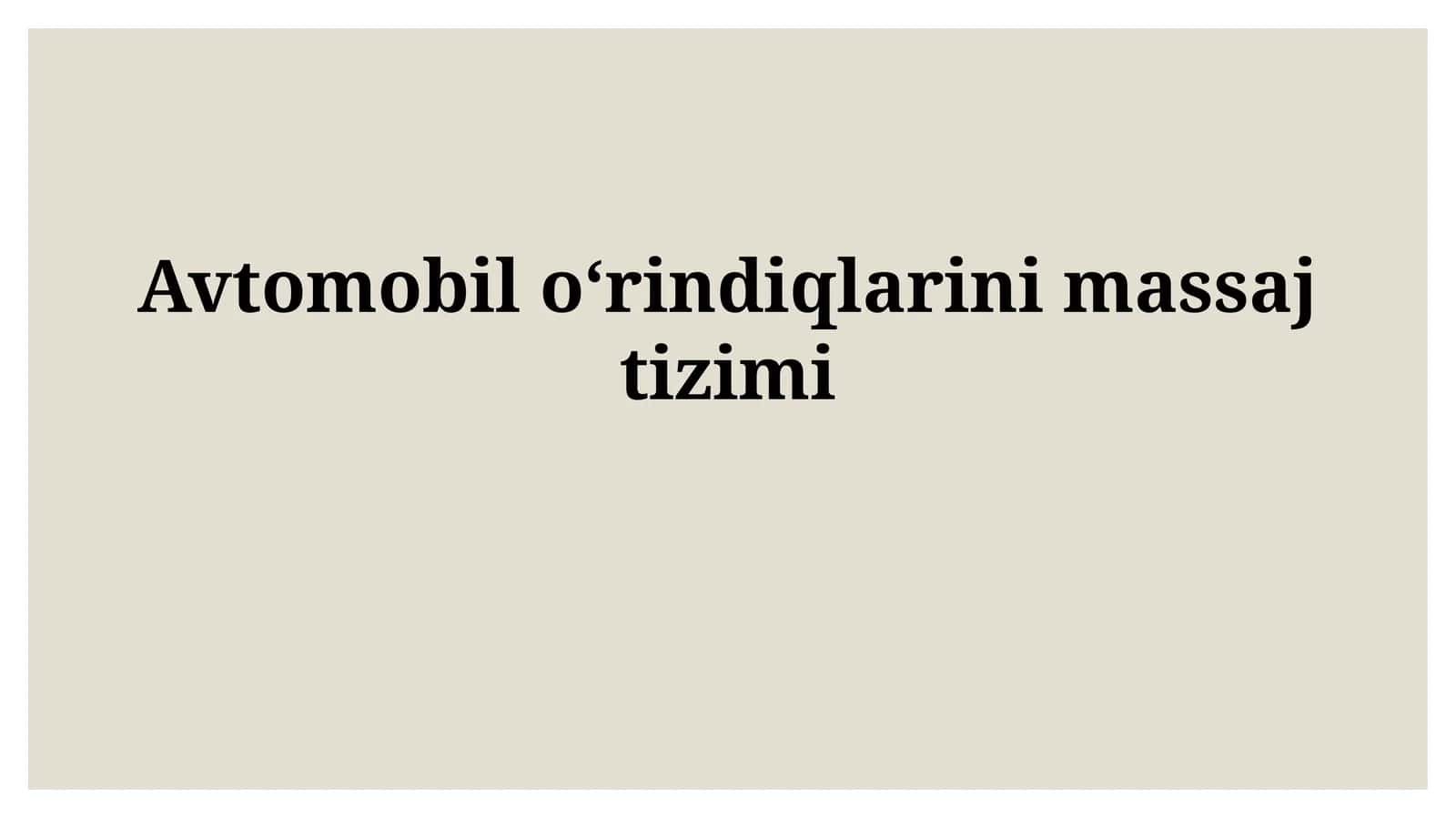 Avtomobil O'rindig'i Massaj Tizimi 1
