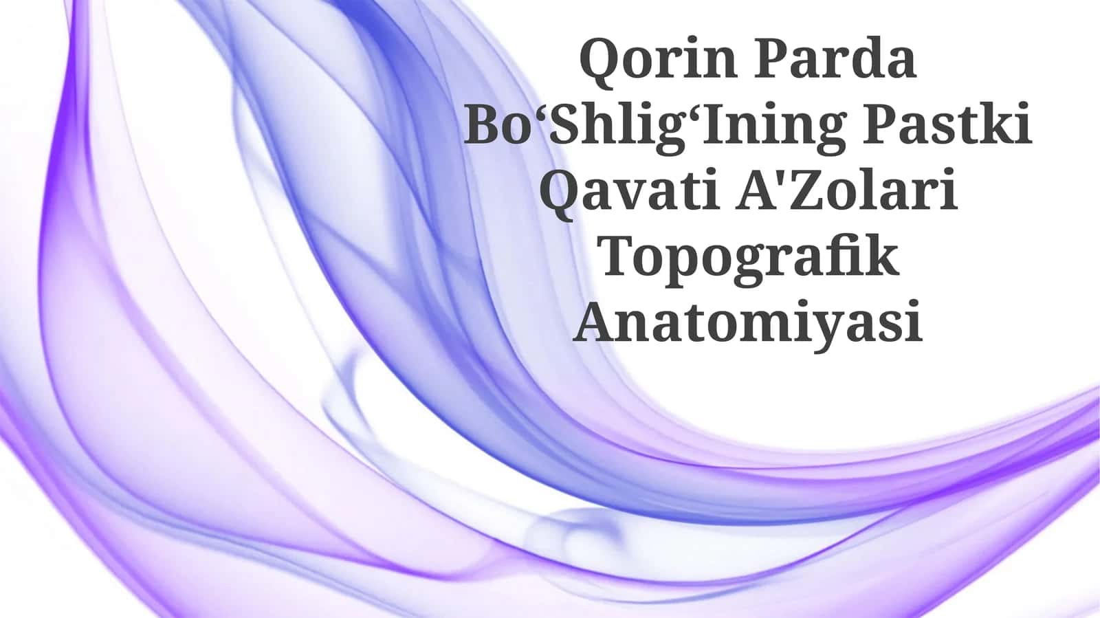Qorin Parda BoʻShligʻIning Pastki Qavati A'Zolari Topografik Anatomiyasi 1