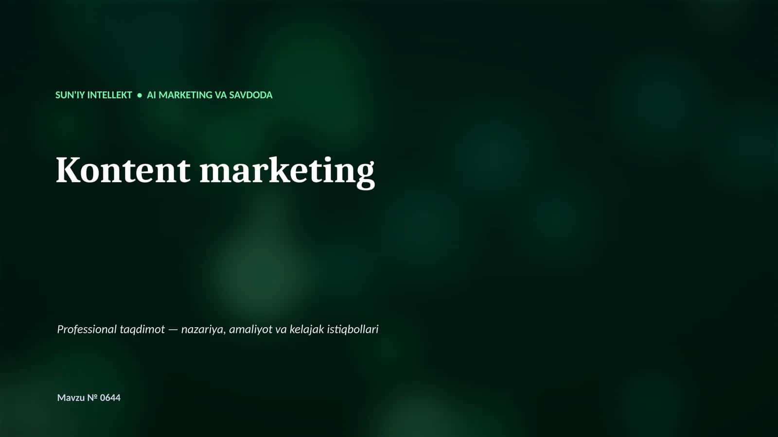 SUN'IY INTELLEKT • AI MARKETING VA SAVDODA 1
