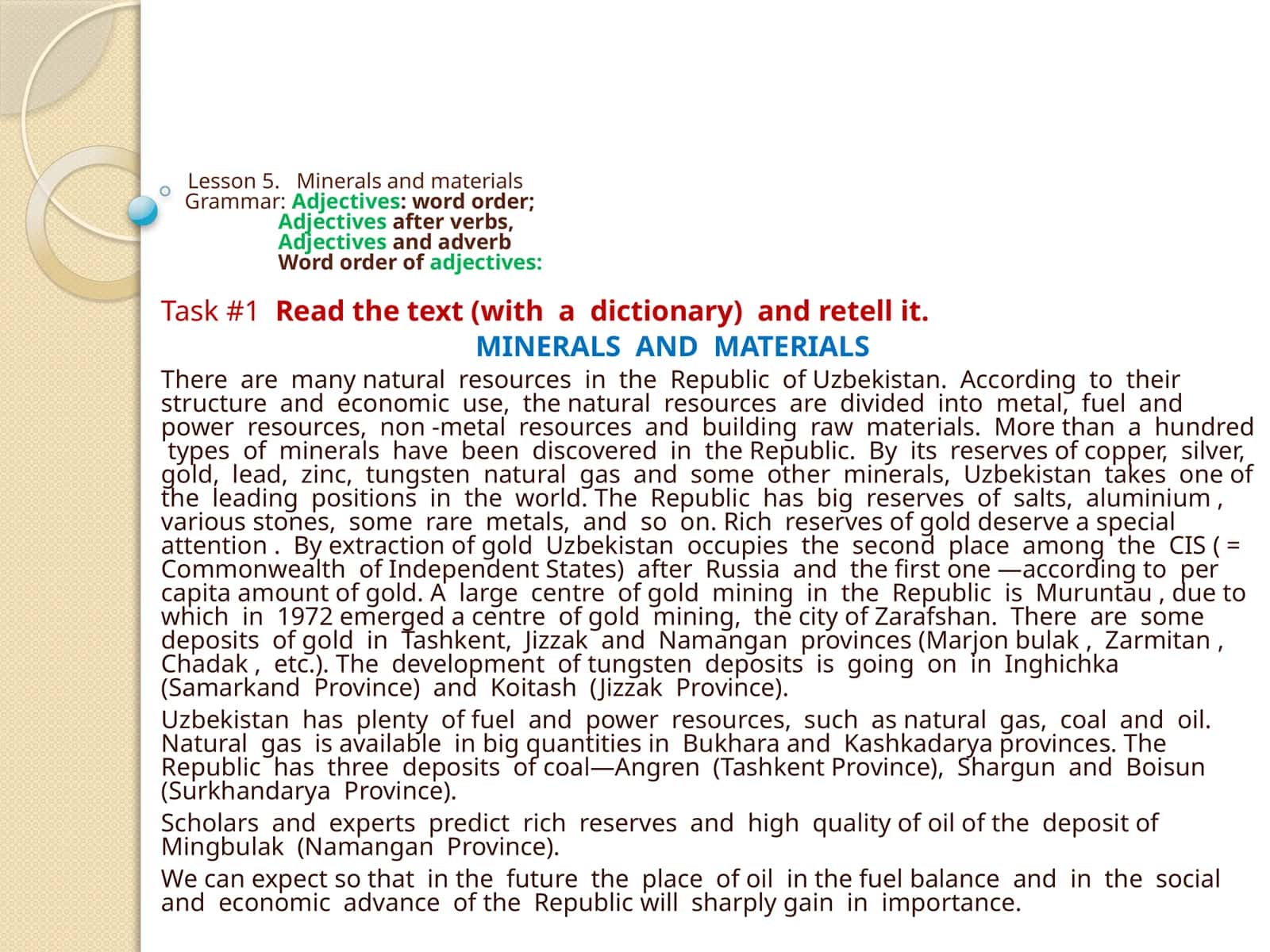 Minerals and Materials 1