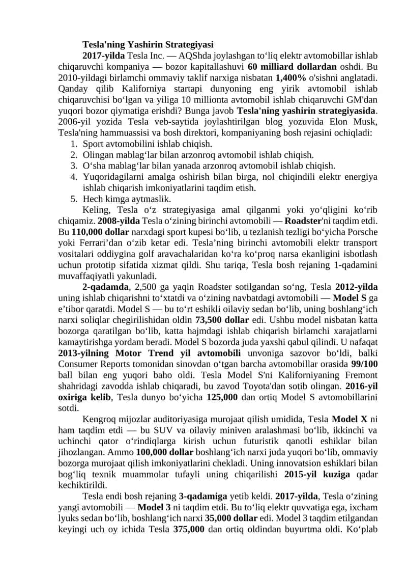 Tesla'ning Yashirin Strategiyasi 1