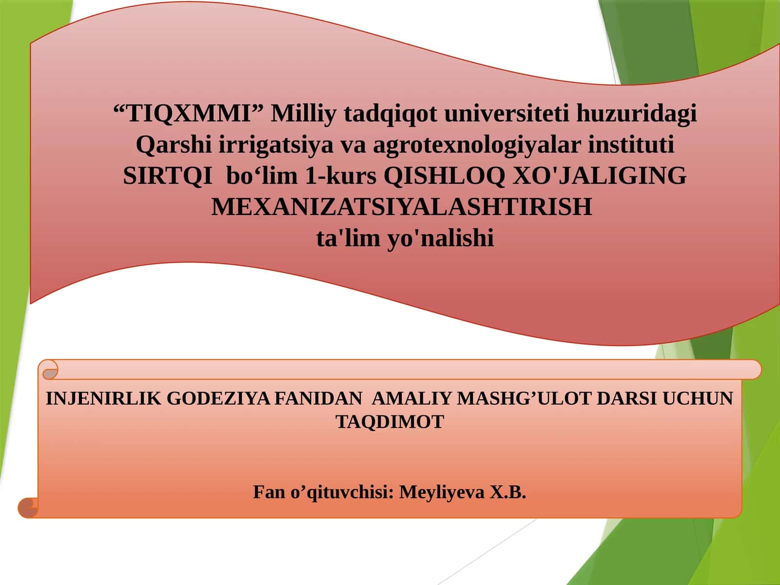 Topografik kartani o'qish va o'rganish 1