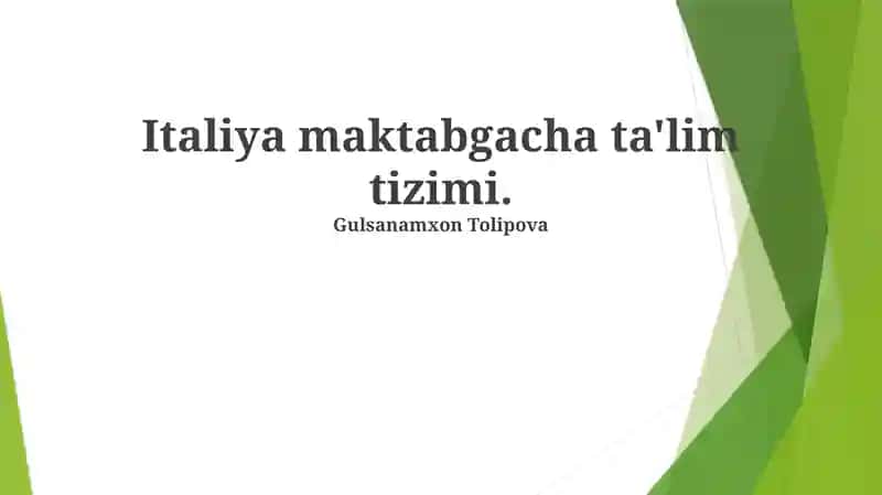 Italiya maktabgacha ta'lim tizimi