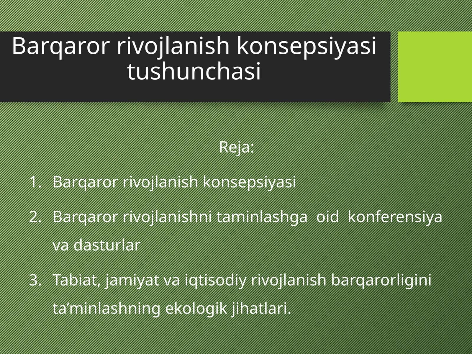 Barqaror rivojlanish konsepsiyasi tushunchasi 1